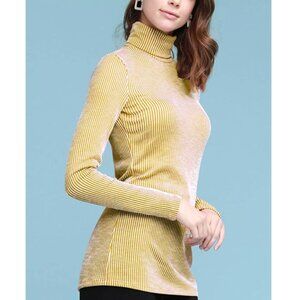 LOCK & LOVE yellow/white ribbed turtleneck long sleeve top XXL
